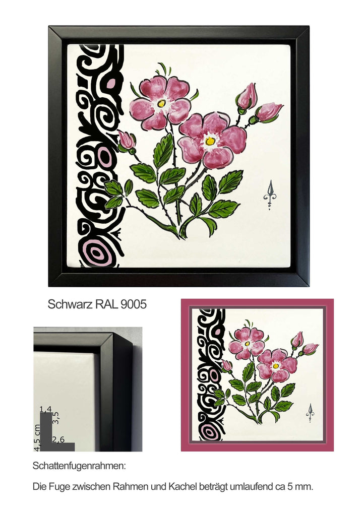 Ofenkacheln Blumen "Heiderose"