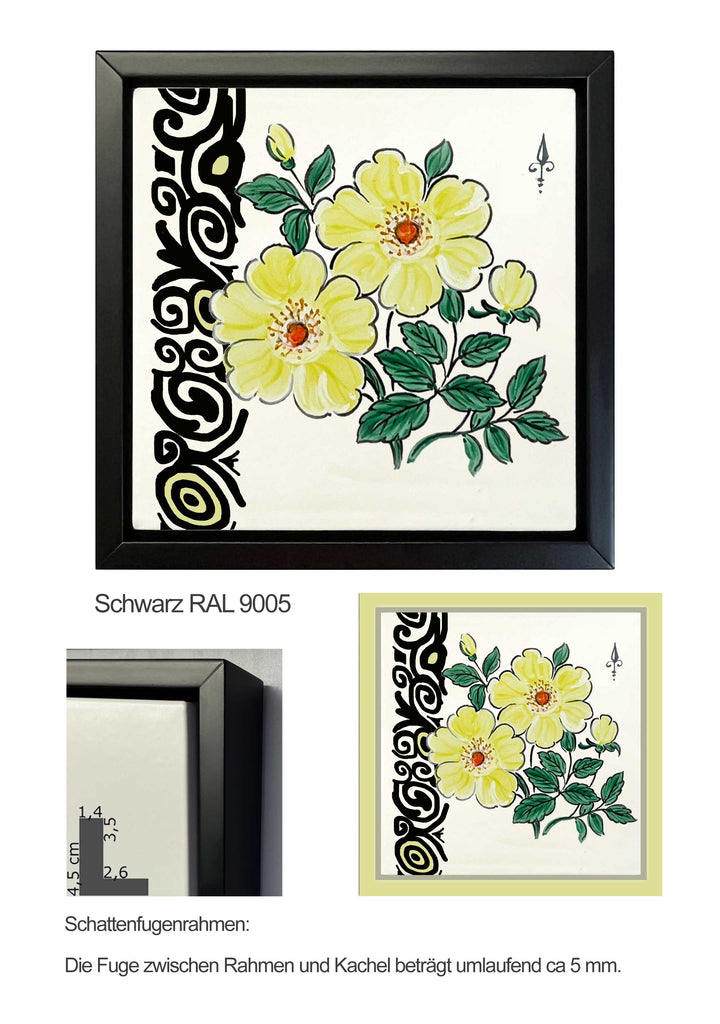 Ofenkacheln Blumen "Gelbe Rose"