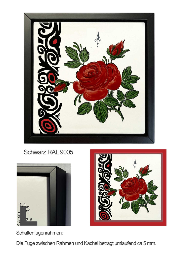 Ofenkacheln Blumen "Rose"