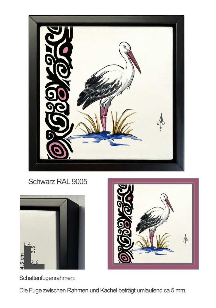 Ofenkacheln Tiere "Storch"