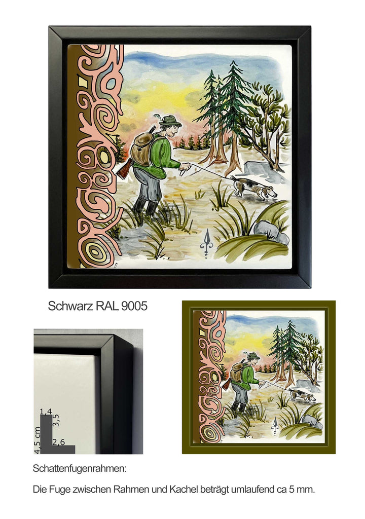 Ofenkacheln Jagd "Jäger mit Hund"