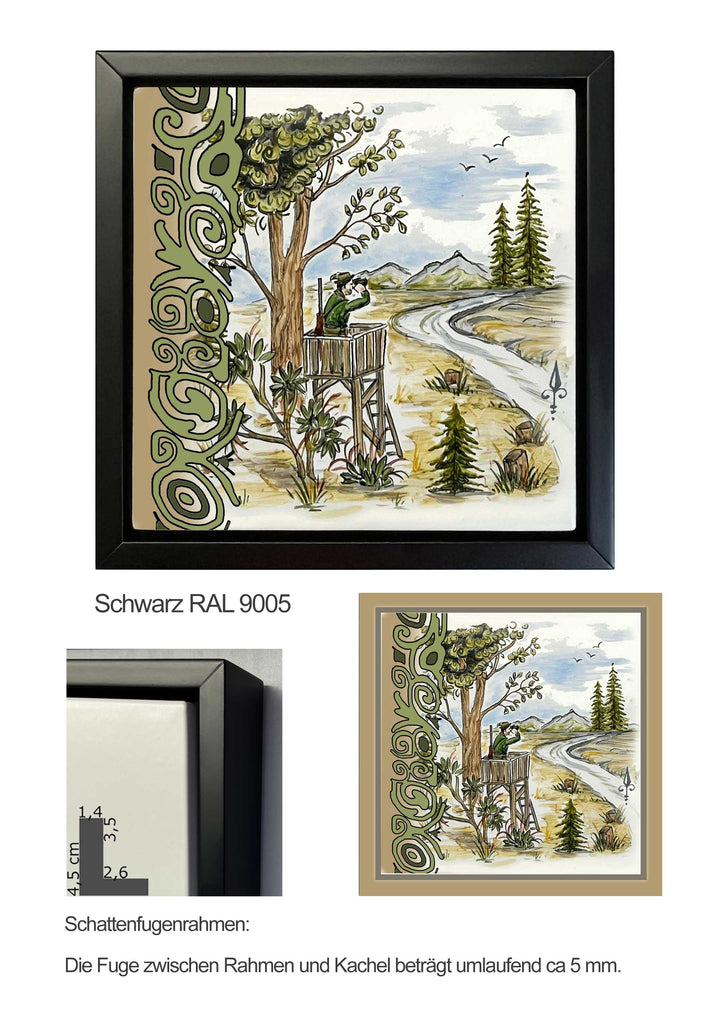 Ofenkacheln Jagd "Jäger auf Hochstand"