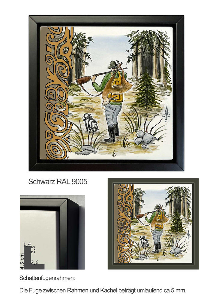 Ofenkacheln Jagd "Jäger mit Reh"