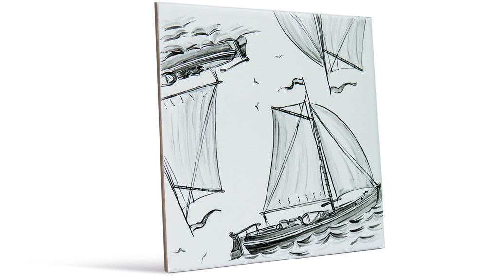 Schwarz-Weiß-Art - Ein Segelboot