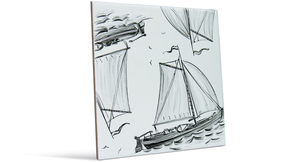 Schwarz-Weiß-Art - Ein Segelboot