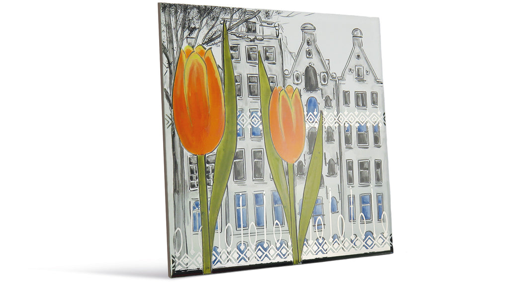 "Die Amsterdam Borde" Häuser und Tulpen